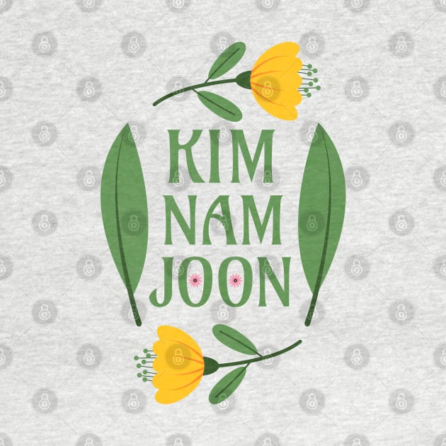 Kim Namjoon - RM The Rapper BTS Army Greenery Boho Flower by Millusti